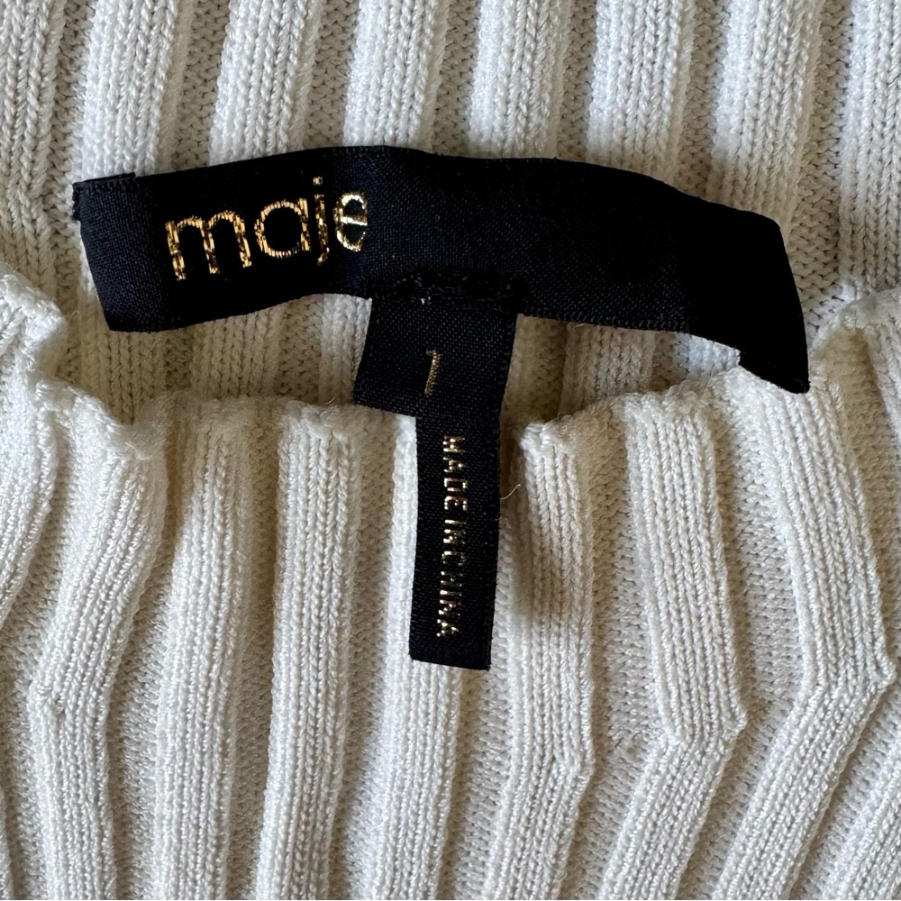 Maje Cream Ribbed Top - Picture 3 of 5
